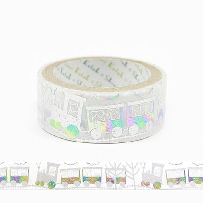 Starlight Series Silver and Rainbow Foil Washi Tape - Train