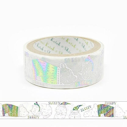 Starlight Series Silver and Rainbow Foil Washi Tape - Sleepy