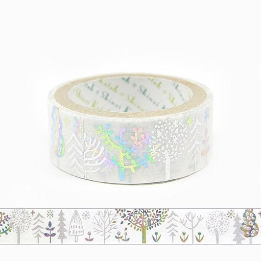 Starlight Series Silver and Rainbow Foil Washi Tape - Forest