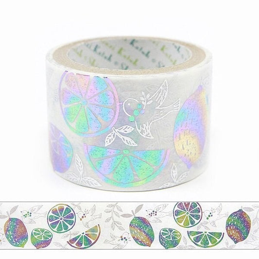 Starlight Series Silver & Rainbow Foil Washi Tape - Lemon