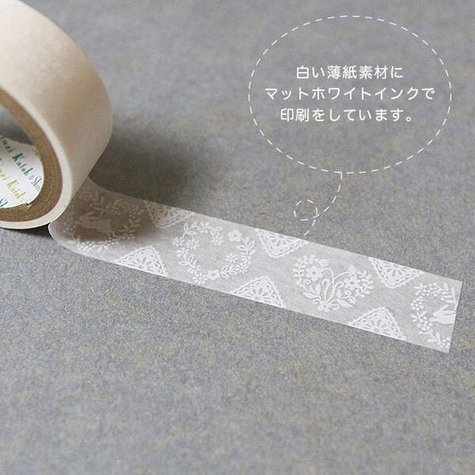 OBORO Series White Lace Washi Tape - Rabbit