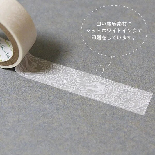 OBORO Series White Lace Washi Tape - Bird