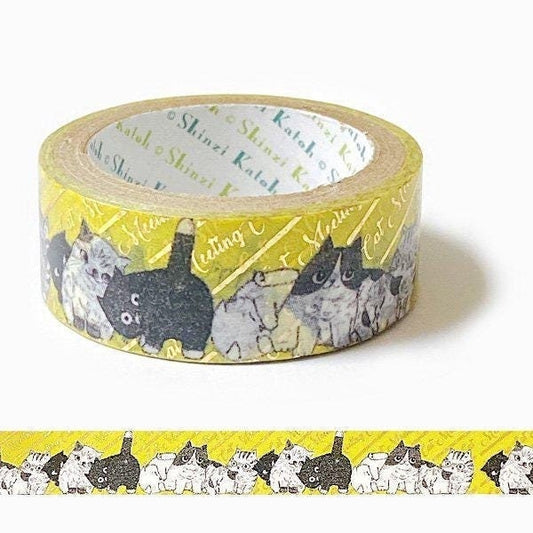 Nekonekone Series Gold Foil Washi Tape - Cat Meeting