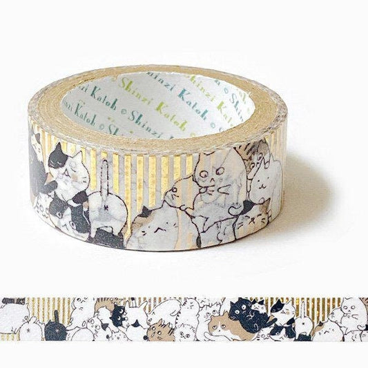 Nekonekone Series Gold Foil Washi Tape - Nekonekone