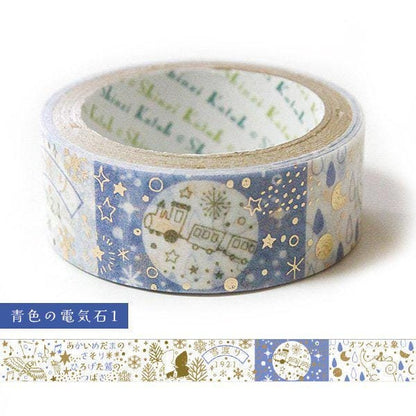 Kenji Miyazawa's Theater Series Gold Foil Washi Tape - Blue Tourmaline 1