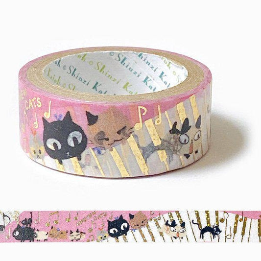 Nekonekone Series Gold Foil Washi Tape - Uneven Cats