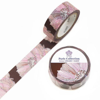 Saien x IRIYA Ariane GERARD Paris Collection Gold Foil Washi Tape  - Cafe Pivoine