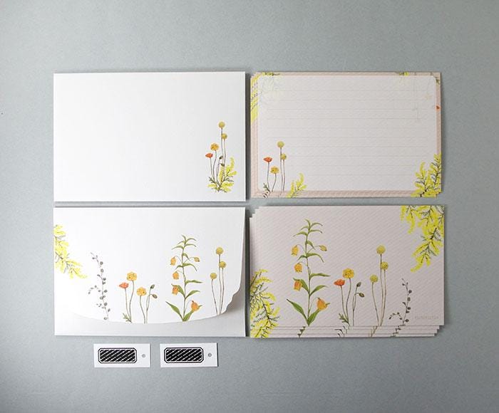 Flowelltea Series Writing Letter Set - Yellow Flowers (Veil version)