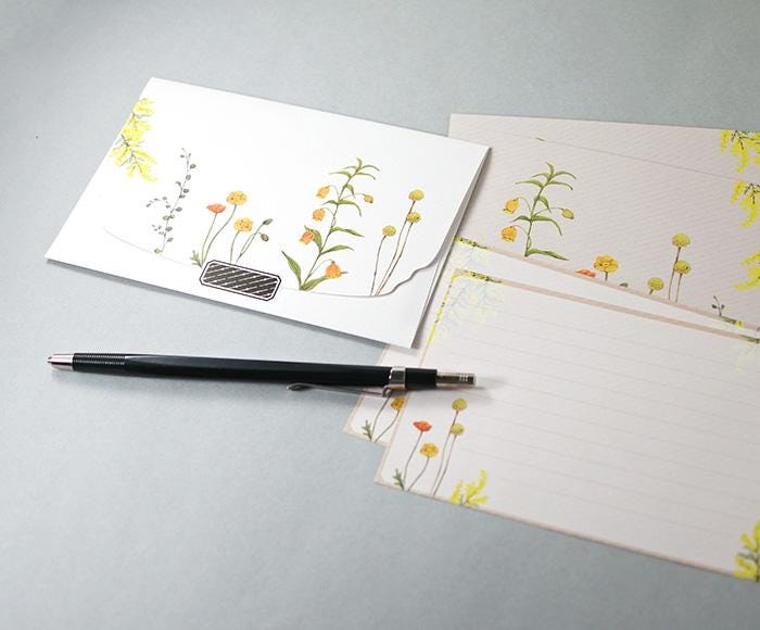 Flowelltea Series Writing Letter Set - Yellow Flowers (Veil version)