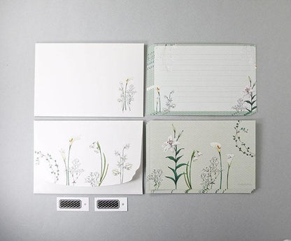 Flowelltea Series Writing Letter Set - White Flowers (Veil version)