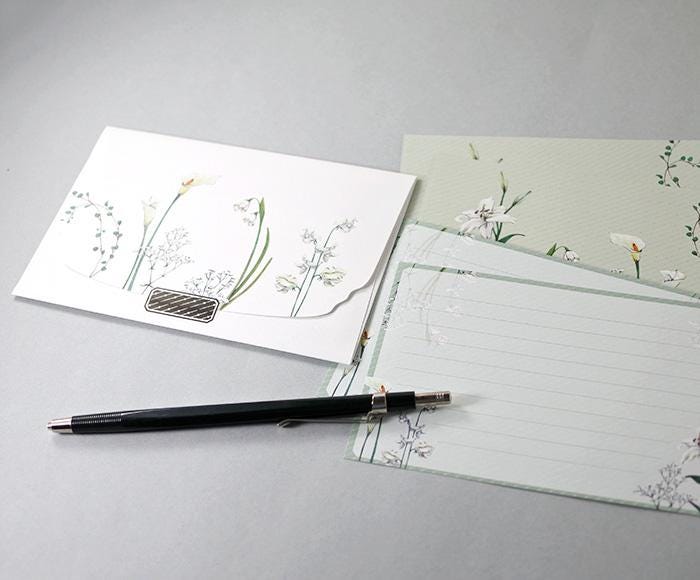 Flowelltea Series Writing Letter Set - White Flowers (Veil version)