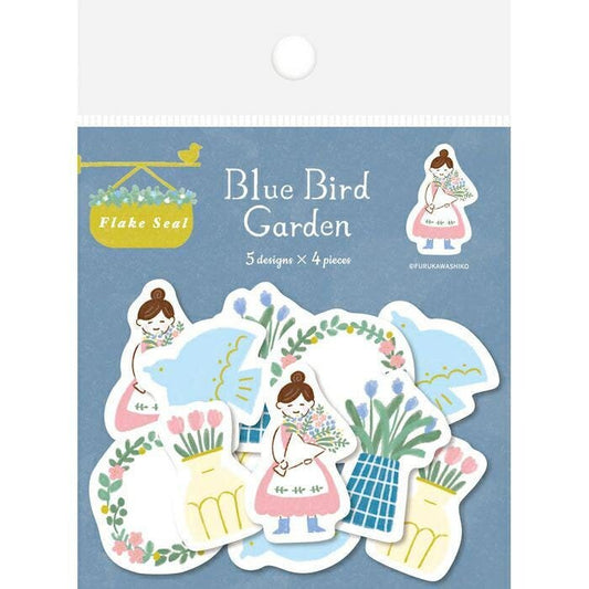 Japanese Washi Flake Sticker Bag Autumn Series - Blue Bird Garden