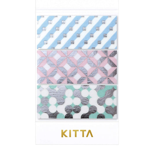 Hitotoki KITTA Wide Series Silver Foil Portable Sticker - Geometry