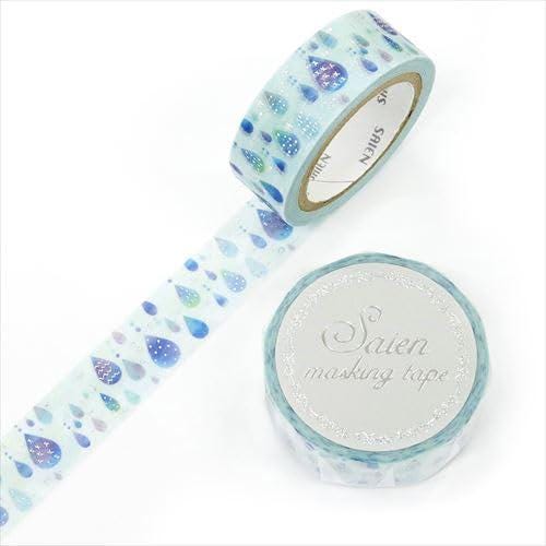 Saien Foil Series Silver Foil Washi Tape  - Raindrops