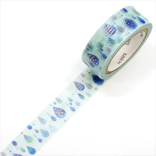 Saien Foil Series Silver Foil Washi Tape  - Raindrops