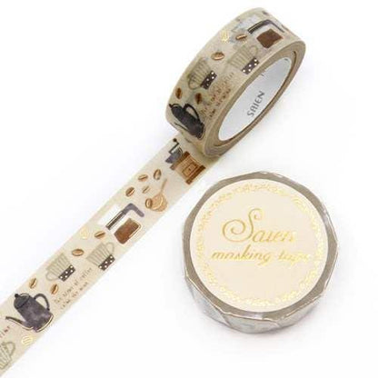 Saien Foil Series Silver Foil Washi Tape  - Coffee