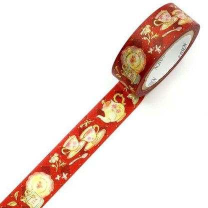 Saien Foil Series Silver Foil Washi Tape  - Classical Tea