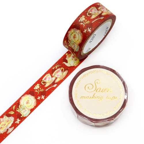 Saien Foil Series Silver Foil Washi Tape  - Classical Tea