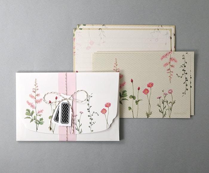 Flowelltea Series Writing Letter Set - Pink Flowers (Veil version)