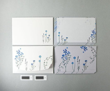 Flowelltea Series Writing Letter Set - Blue Flowers (Veil version)