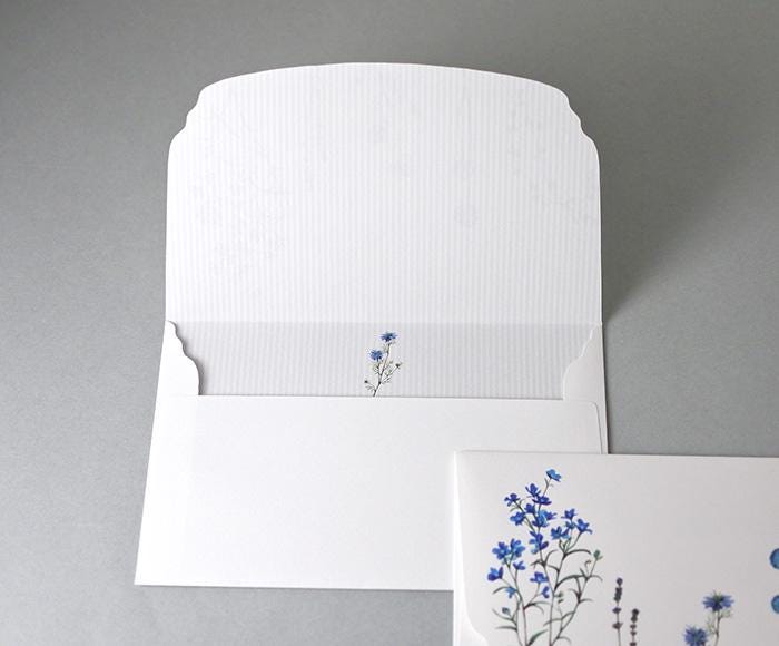 Flowelltea Series Writing Letter Set - Blue Flowers (Veil version)