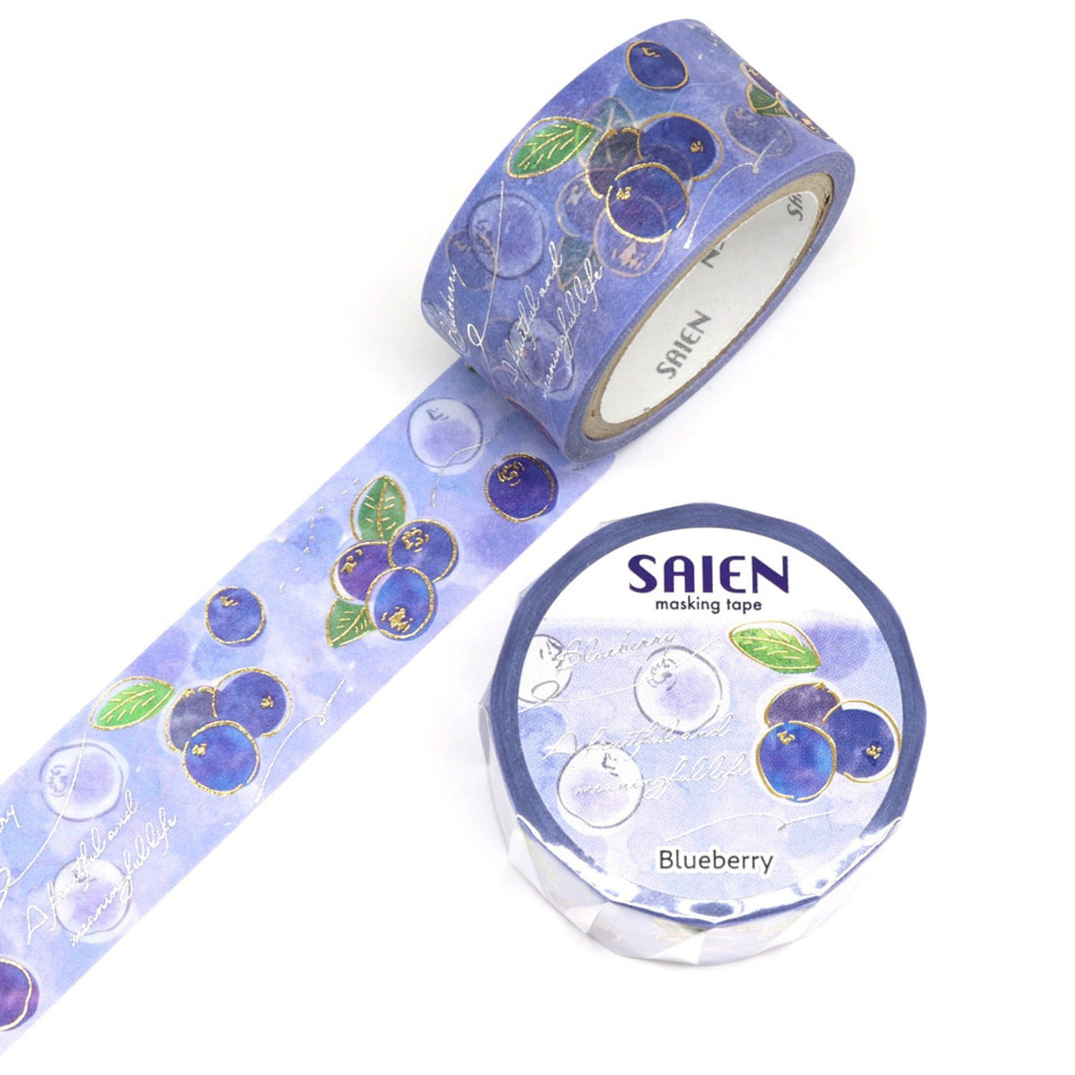 Saien Fruits' Time Gold & Silver Foil Washi Tape Series - Blueberry