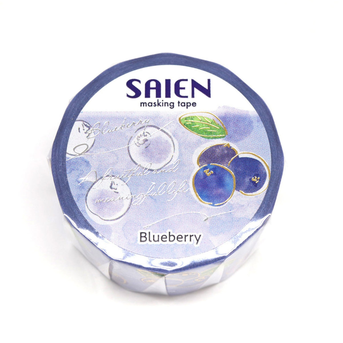 Saien Fruits' Time Gold & Silver Foil Washi Tape Series - Blueberry